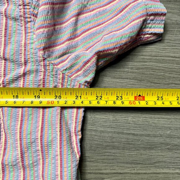 *Vintage L.L. Bean Men's Textured Striped Shirt - Pastel - Picture 4 of 5